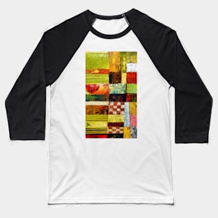 Abstract Color Study with Checkerboard and Stripes Baseball T-Shirt